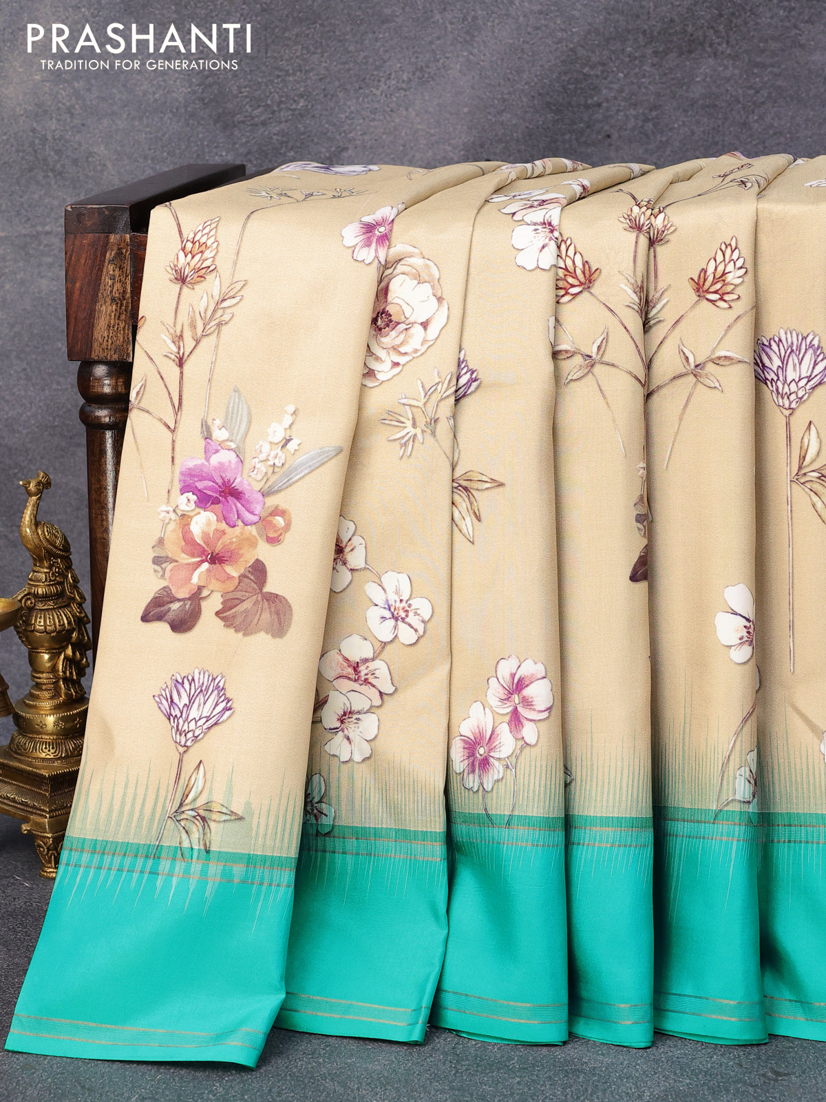 Buy Banarasi Floral Print Saree with Matching Blouse Piece (2AS9) - BOGO  Online at Best Price in India on Naaptol.com