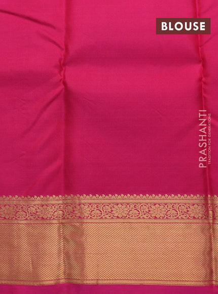 Pure kanjivaram silk saree teal green and pink with allover zari weaves and zari woven border - {{ collection.title }} by Prashanti Sarees