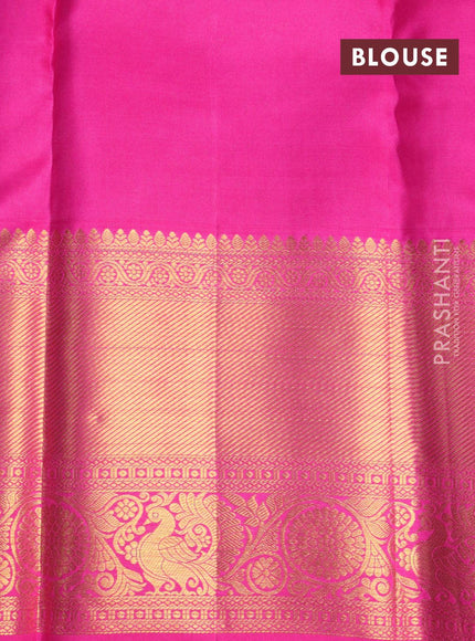 Pure kanjivaram silk saree violet and pink with allover zari woven brocade weaves and long zari woven annam border Brocade pattern - {{ collection.title }} by Prashanti Sarees