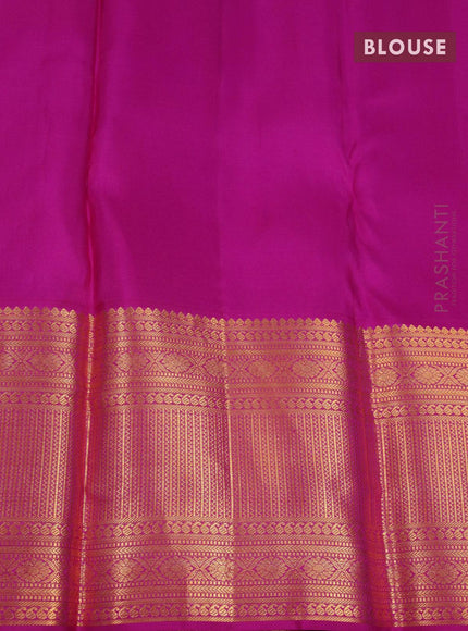 Pure kanjivaram silk saree yellow and pink with allover zari weaves and long zari woven border - {{ collection.title }} by Prashanti Sarees