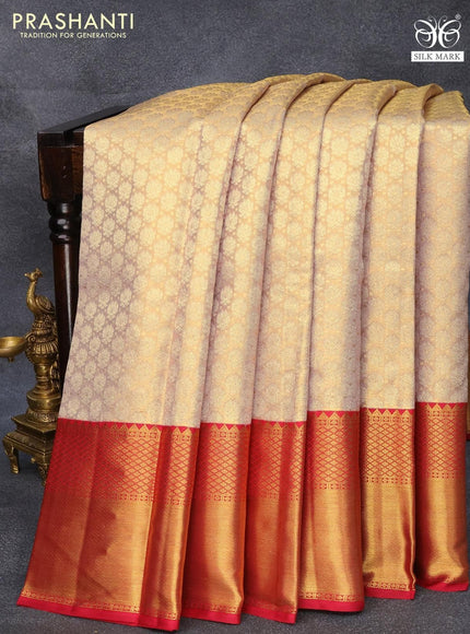 Pure kanjivaram tissue silk saree dual shade of gold and pink with allover zari woven brocade weaves and long zari woven border Tissue - {{ collection.title }} by Prashanti Sarees