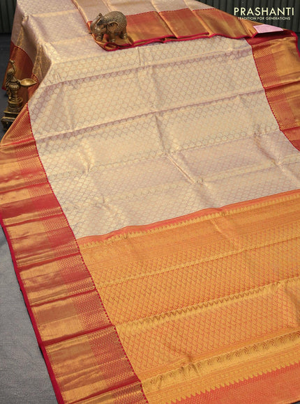 Pure kanjivaram tissue silk saree dual shade of gold and pink with allover zari woven brocade weaves and long zari woven border Tissue - {{ collection.title }} by Prashanti Sarees