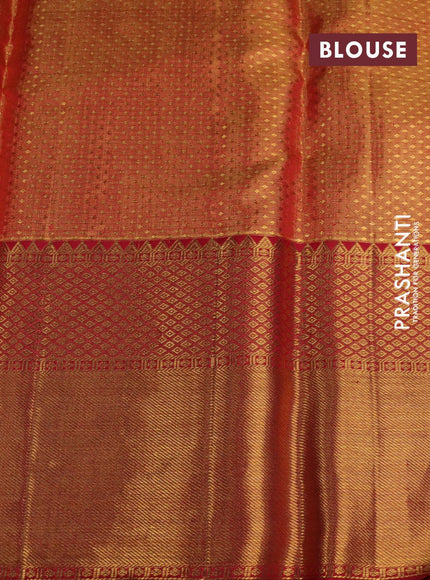 Pure kanjivaram tissue silk saree dual shade of gold and pink with allover zari woven brocade weaves and long zari woven border Tissue - {{ collection.title }} by Prashanti Sarees