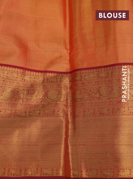 Pure kanjivaram tissue silk saree light blue shade and maroon shade with allover silver zari woven brocade weaves and long zari woven border Tissue - {{ collection.title }} by Prashanti Sarees