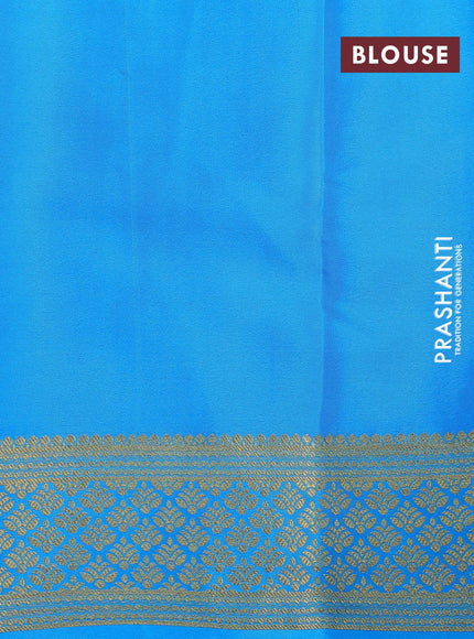 Pure mysore silk saree green and cs blue with allover weaves and zari woven border - {{ collection.title }} by Prashanti Sarees