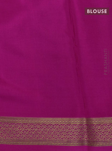 Pure mysore silk saree grey and pink with allover zari checked pattern and zari woven border - {{ collection.title }} by Prashanti Sarees