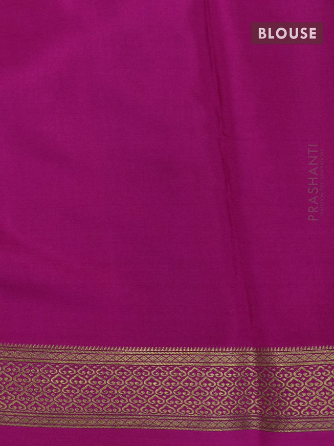 Pure mysore silk saree grey and pink with allover zari checked pattern and zari woven border - {{ collection.title }} by Prashanti Sarees