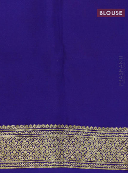 Pure mysore silk saree light blue and blue with allover small zari checked pattern and zari woven border - {{ collection.title }} by Prashanti Sarees