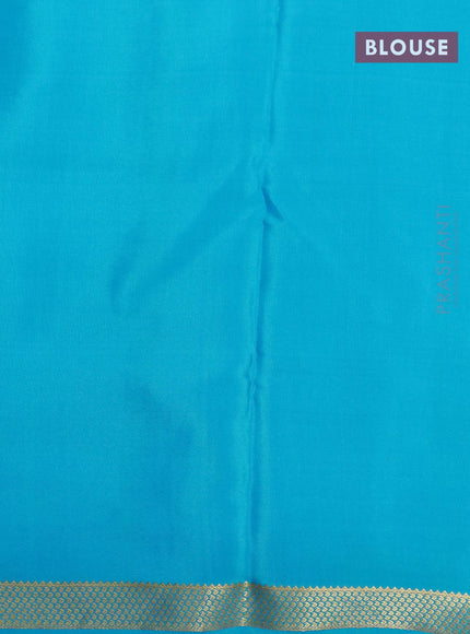 Pure mysore silk saree light blue with allover zari checked pattern and zari woven border - {{ collection.title }} by Prashanti Sarees