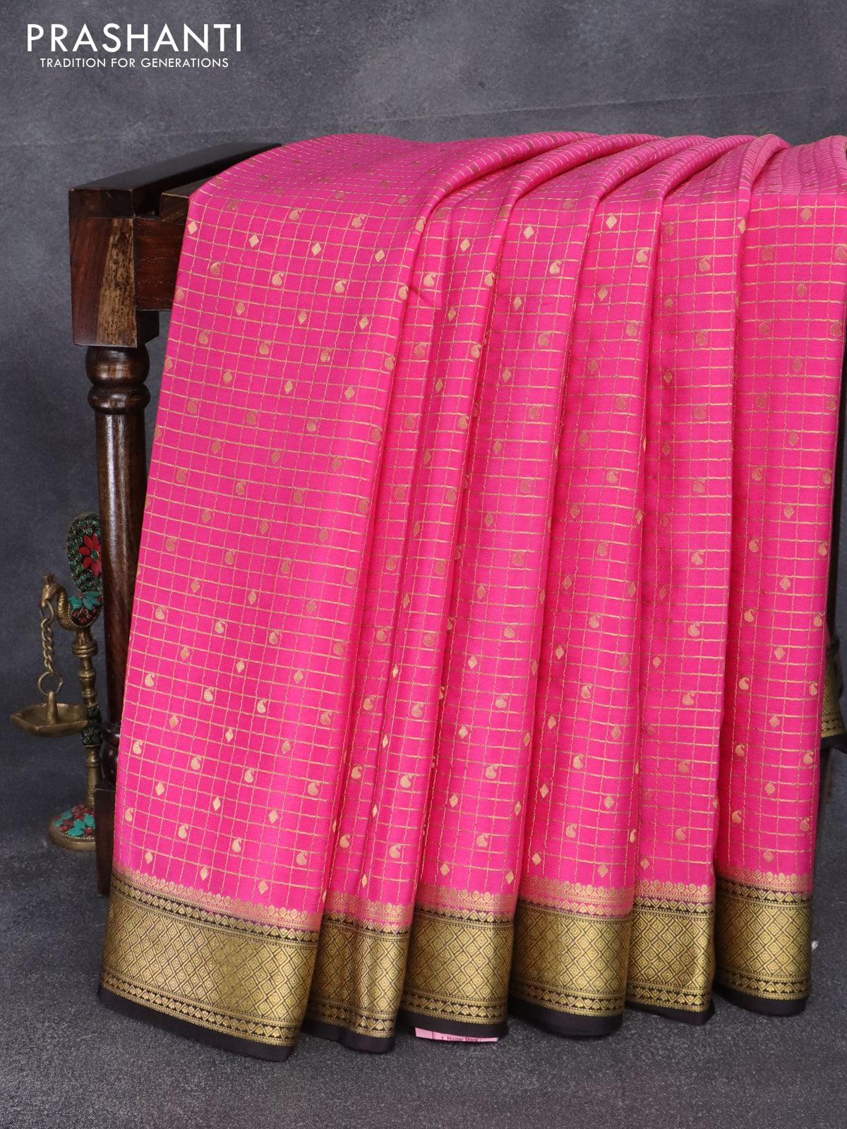 Party Wear Maroon Plain Mysore Silk Sarees, 5.5 m (separate blouse piece)  at Rs 540/piece in Surat