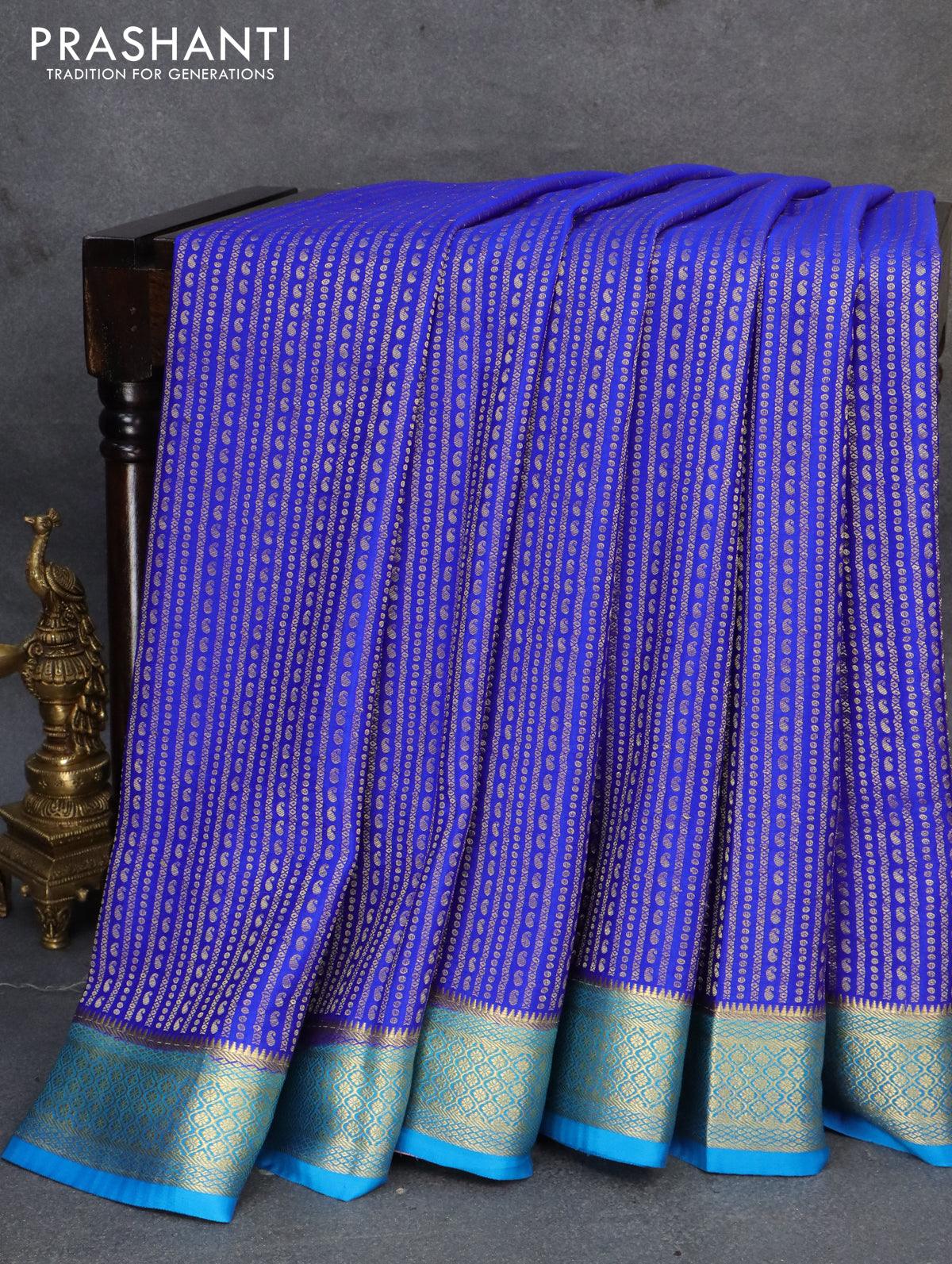 Pleasant Royal Blue Soft Silk Saree With Delightful Blouse P