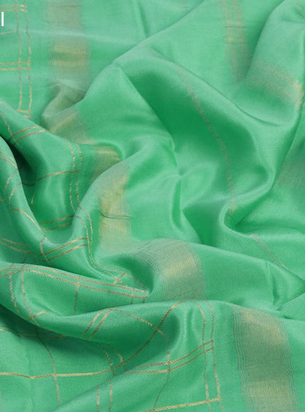 Pure mysore silk saree teal green with allover zari checked pattern and small zari woven border - {{ collection.title }} by Prashanti Sarees