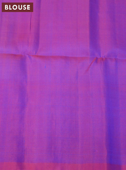 Pure soft silk saree cs blue and dual shade of bluish red with allover silver zari weaves & buttas and rich zari woven border - {{ collection.title }} by Prashanti Sarees