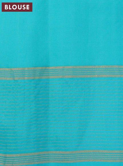 Pure soft silk saree dual shade of pink and teal blue with plain body and zari woven checked border - {{ collection.title }} by Prashanti Sarees