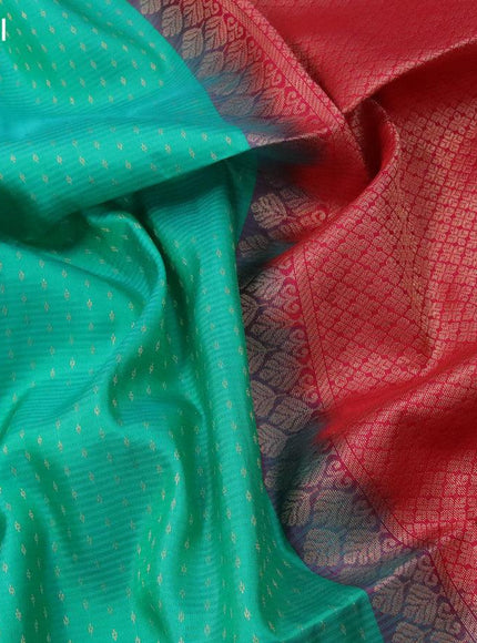 Pure soft silk saree green and dual shade of pink with allover zari woven butta weaves and zari woven simple border - {{ collection.title }} by Prashanti Sarees