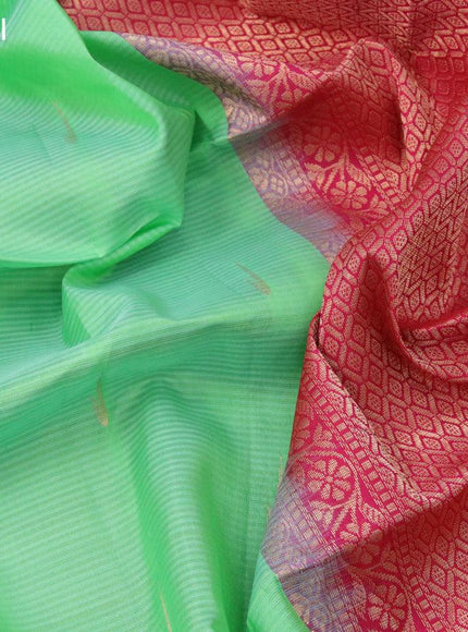 Pure soft silk saree green shade and dual shade of pink with allover zari woven buttas and rettapet zari woven border - {{ collection.title }} by Prashanti Sarees