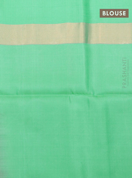 Pure soft silk saree grey shade and teal green shade with zari woven floral buttas and zari woven border - {{ collection.title }} by Prashanti Sarees