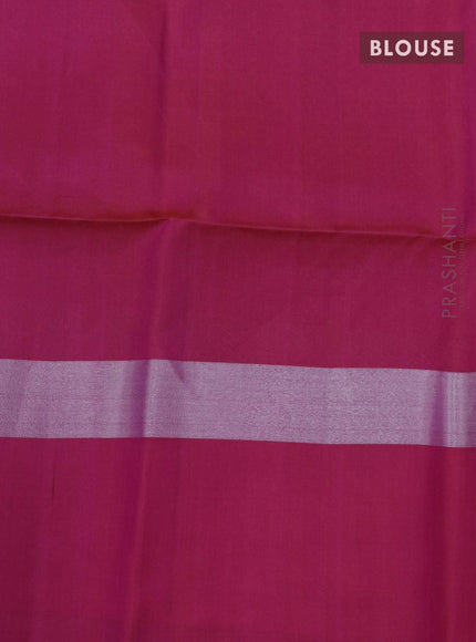 Pure soft silk saree light blue and dual shade of pink with silver & copper zari woven floral buttas and silver zari woven simple border - {{ collection.title }} by Prashanti Sarees