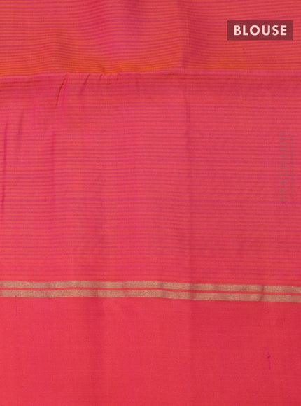 Pure soft silk saree light blue and dual shade of pinkish orange with allover silver & copper zari geometric weaves and zari woven simple border - {{ collection.title }} by Prashanti Sarees