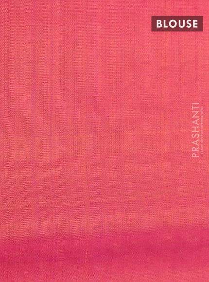 Pure soft silk saree light blue and dual shade of pinkish orange with silver & gold zari woven buttas in borderless style - {{ collection.title }} by Prashanti Sarees