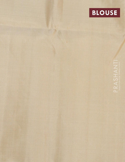 Pure soft silk saree light blue and sandal with zari woven buttas in borderless style - {{ collection.title }} by Prashanti Sarees