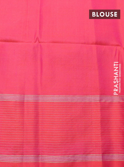 Pure soft silk saree lime green and dual shade of pinkish orange with annam zari woven buttas and zari woven simple border - {{ collection.title }} by Prashanti Sarees