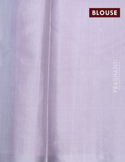 Pure soft silk saree pink and grey with allover silver zari woven brocade weaves in borderless style - {{ collection.title }} by Prashanti Sarees