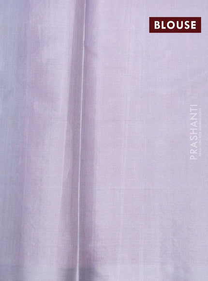 Pure soft silk saree pink and grey with allover silver zari woven brocade weaves in borderless style - {{ collection.title }} by Prashanti Sarees