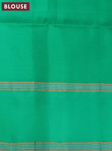 Pure soft silk saree reddish pink and green with allover silver & gold zari weaves and rettapet zari woven border - {{ collection.title }} by Prashanti Sarees