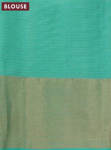 Pure soft silk saree teal green with allover silver & zari weaves and zari woven border - {{ collection.title }} by Prashanti Sarees