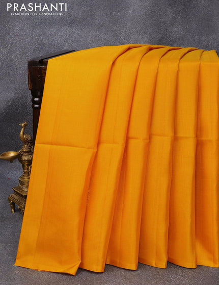 Pure soft silk saree yellow and violet with zari woven buttas in borderless style - {{ collection.title }} by Prashanti Sarees