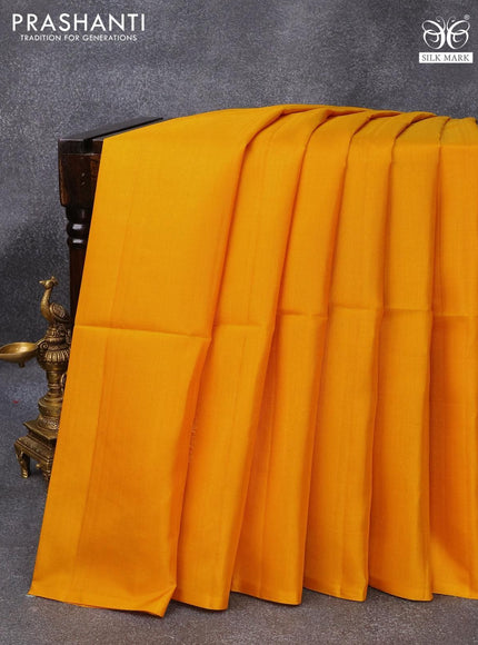 Pure soft silk saree yellow and violet with zari woven buttas in borderless style - {{ collection.title }} by Prashanti Sarees