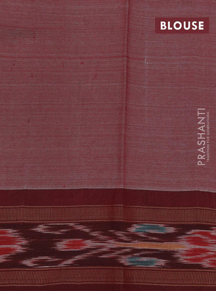 Pure tussar silk saree blue and maroon with allover floral prints and temple design vidarbha border - {{ collection.title }} by Prashanti Sarees