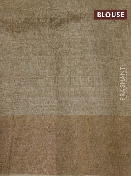 Pure tussar silk saree brown and sandal with allover geometric prints and zari woven border - {{ collection.title }} by Prashanti Sarees