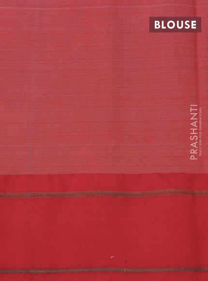 Pure tussar silk saree dark pink and red with allover floral prints and temple design zari woven border - {{ collection.title }} by Prashanti Sarees