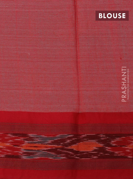 Pure tussar silk saree elephant grey and red with allover floral prints and temple design vidarbha border - {{ collection.title }} by Prashanti Sarees