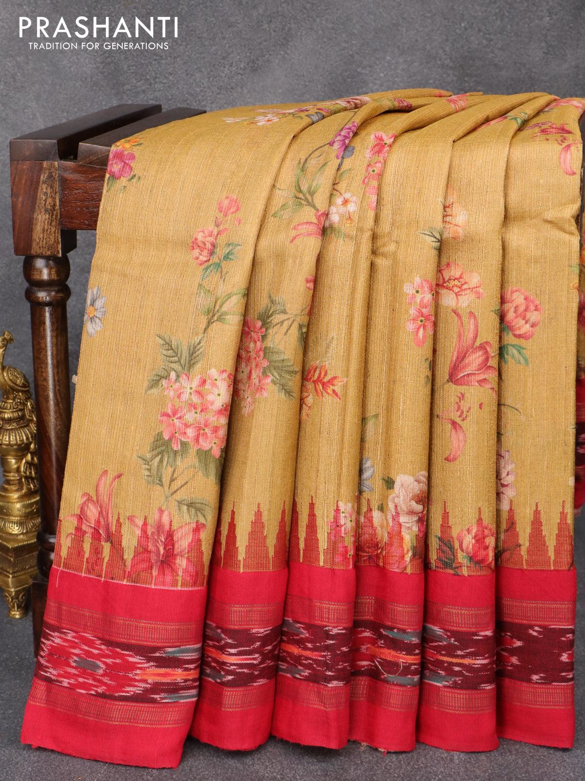 Buy Brown Twill Kanjivaram Silk Saree T160331