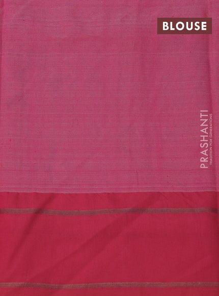 Pure tussar silk saree red and pink with allover floral prints and temple design zari woven border - {{ collection.title }} by Prashanti Sarees