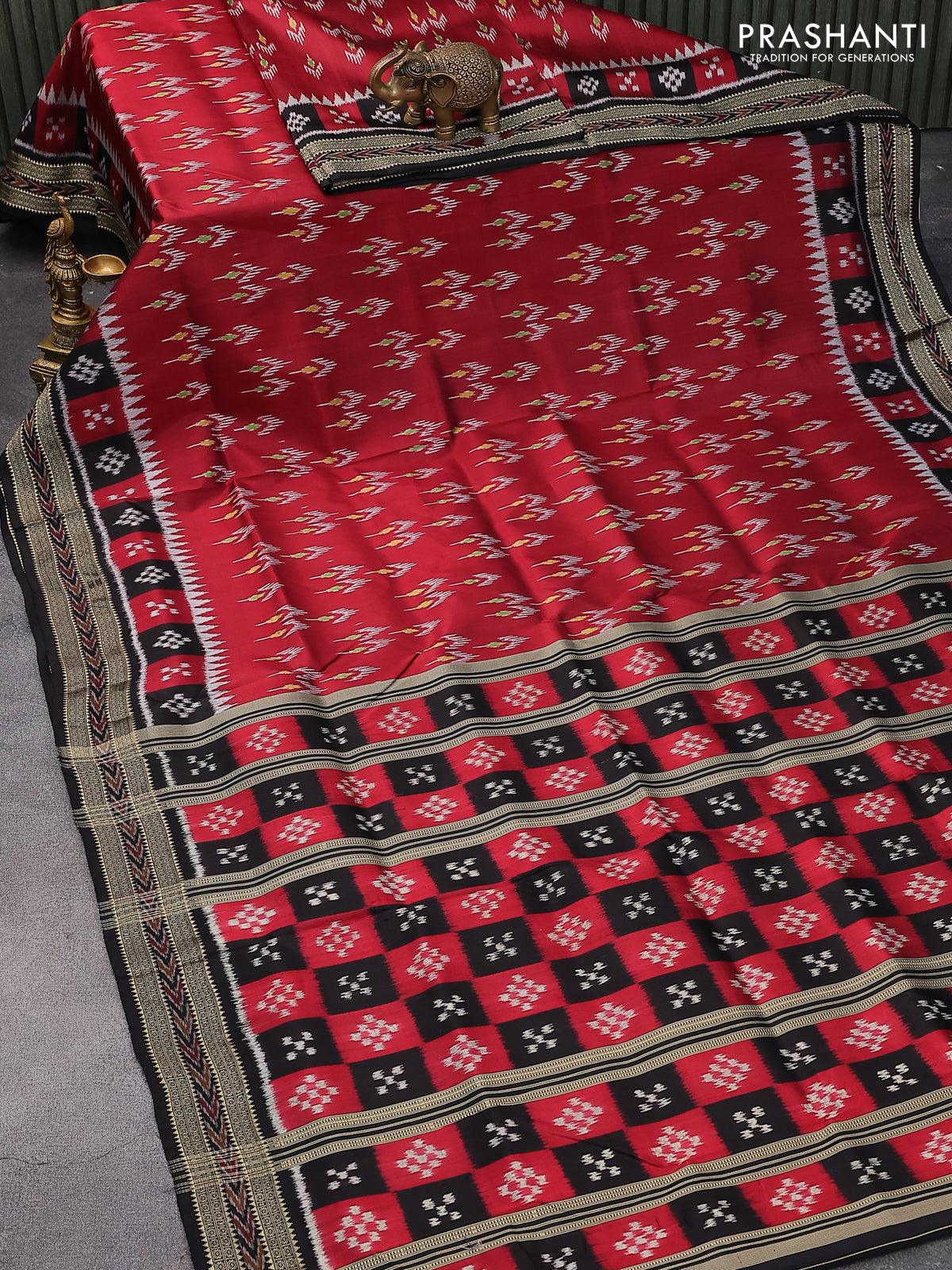 Latest design red and green color dhadi sapta sambalpuri pata saree.