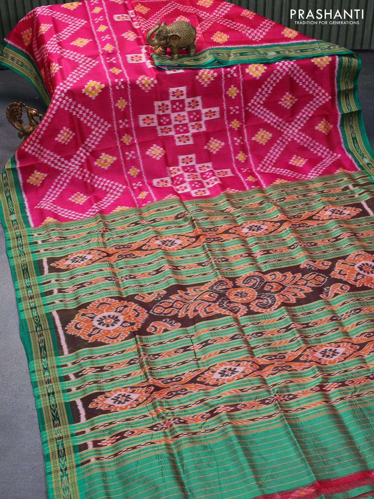 Rustic Hue|Pine Green Jaali Sambalpuri Ikat Patta Saree