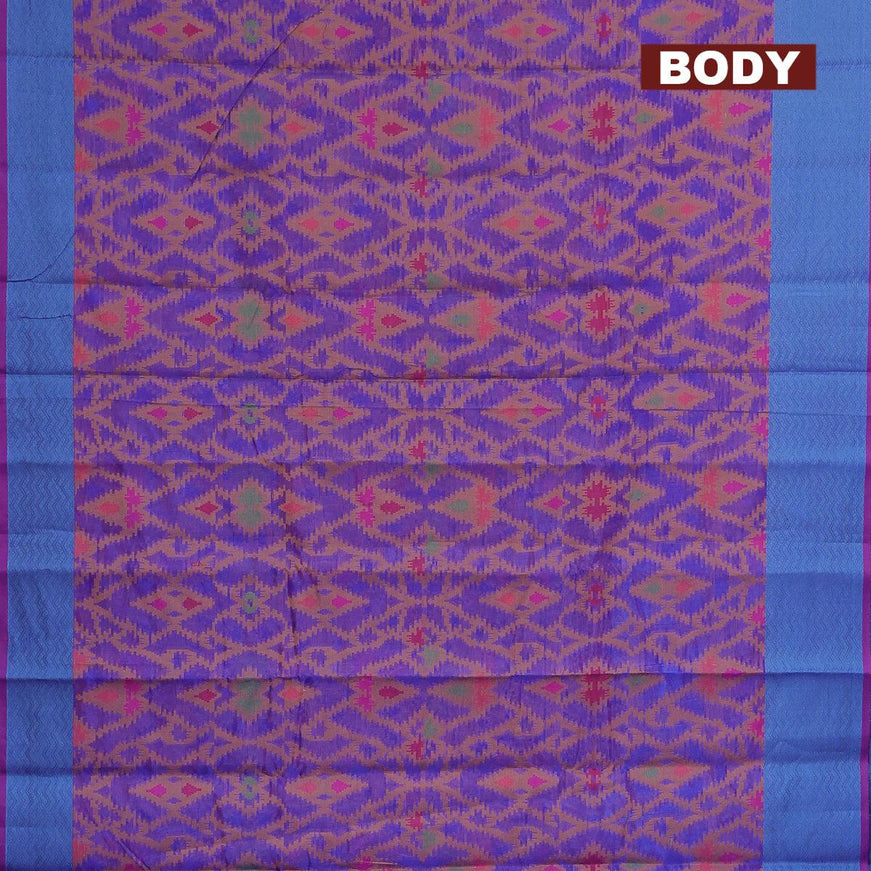 Semi chanderi saree dual shade of blue and deep purple with allover thread weaves and woven border - {{ collection.title }} by Prashanti Sarees