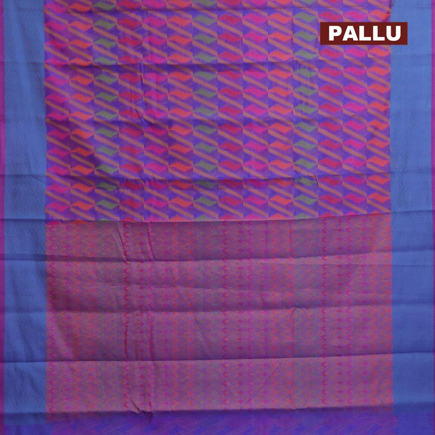 Semi chanderi saree dual shade of blue and deep purple with allover thread weaves and woven border - {{ collection.title }} by Prashanti Sarees