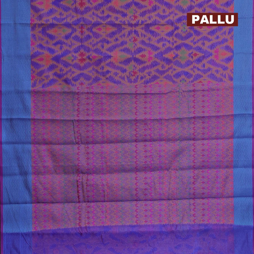 Semi chanderi saree dual shade of blue and deep purple with allover thread weaves and woven border - {{ collection.title }} by Prashanti Sarees