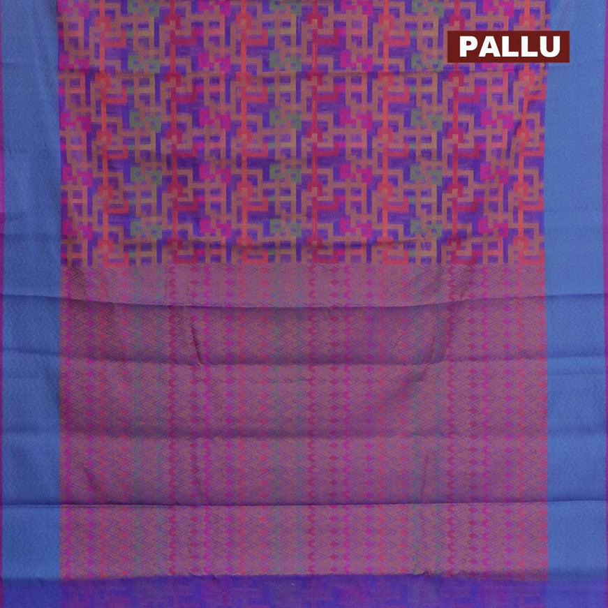 Semi chanderi saree dual shade of blue and deep purple with allover thread weaves and woven border - {{ collection.title }} by Prashanti Sarees