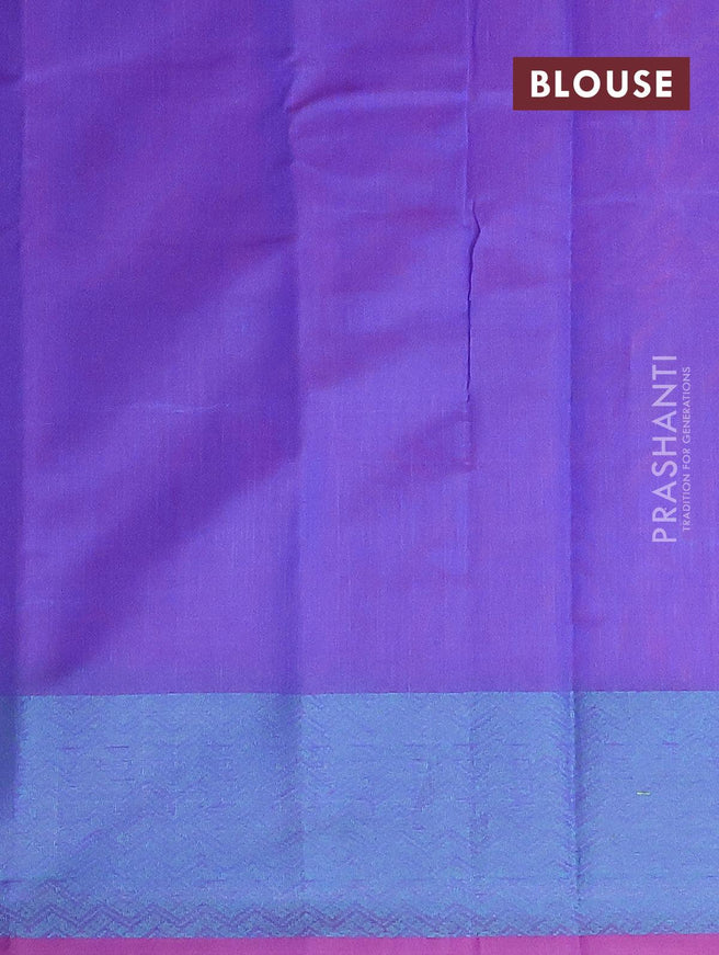 Semi chanderi saree dual shade of blue and deep purple with allover thread weaves and woven border - {{ collection.title }} by Prashanti Sarees