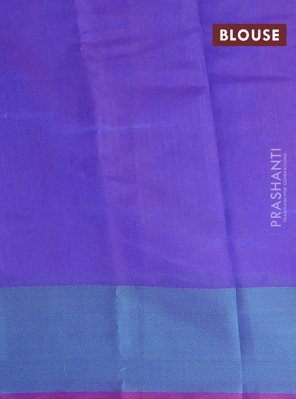 Semi chanderi saree dual shade of blue and deep purple with allover thread weaves and woven border - {{ collection.title }} by Prashanti Sarees