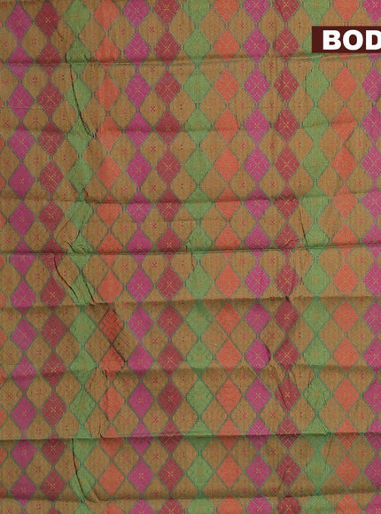 Semi chanderi saree dual shade of green and pink shade with allover thread weaves and woven border - {{ collection.title }} by Prashanti Sarees