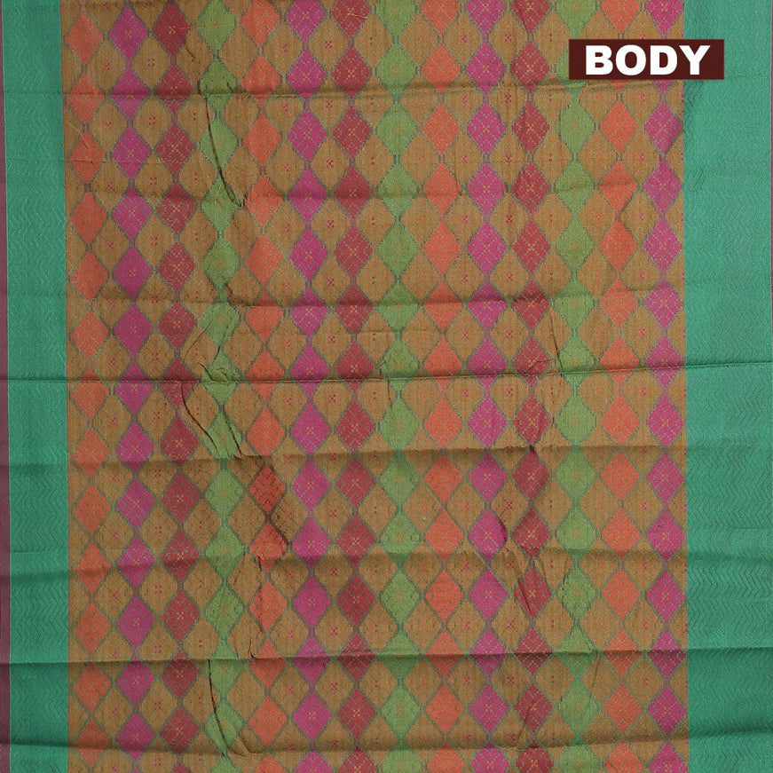 Semi chanderi saree dual shade of green and pink shade with allover thread weaves and woven border - {{ collection.title }} by Prashanti Sarees