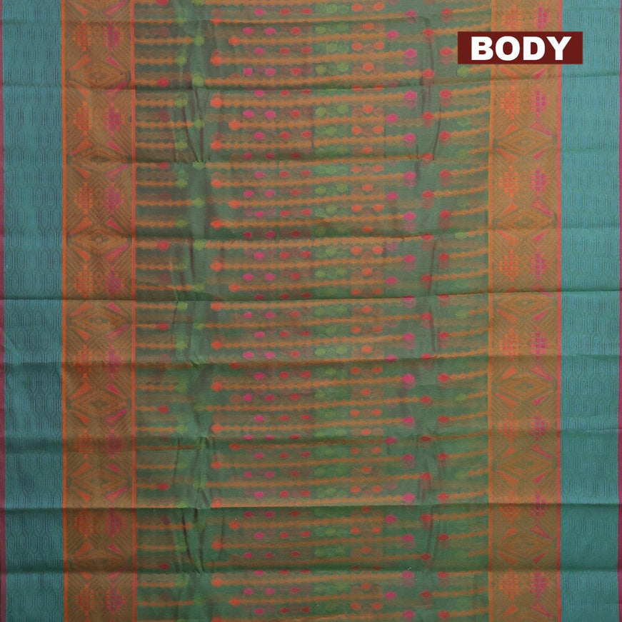 Semi chanderi saree dual shade of green and pink shade with allover thread weaves and woven border - {{ collection.title }} by Prashanti Sarees