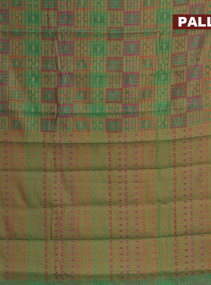 Semi chanderi saree dual shade of green and pink shade with allover thread weaves and woven border - {{ collection.title }} by Prashanti Sarees